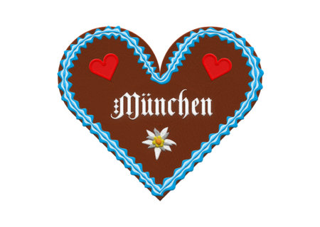 Embroidered Oktoberfest Munich gingerbread heartの写真素材