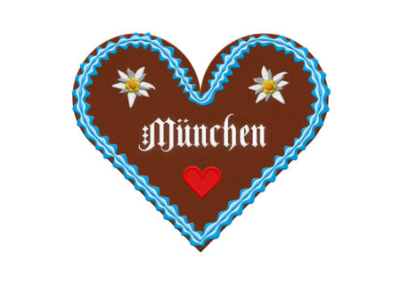Embroidered Oktoberfest Munich gingerbread heartの写真素材