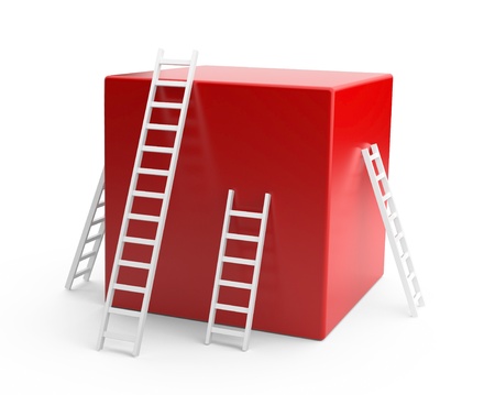 red box with a white ladder. The development concept. 3d illustrationの写真素材