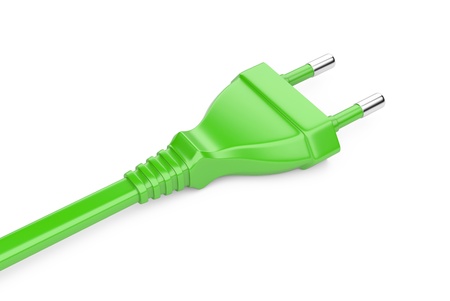 Green power plug isolated on white background. Green Energy concept