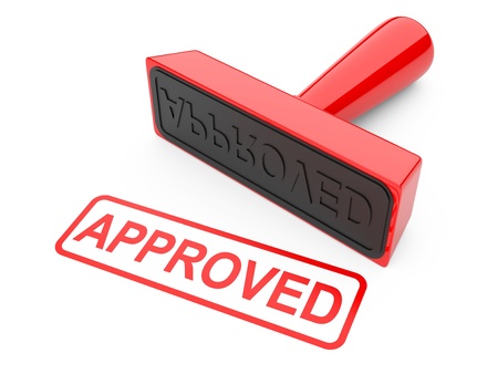 Approved stamp isolated on a white backgroundの写真素材