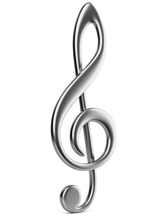 Metallic music note key. isolated on a white background. の写真素材