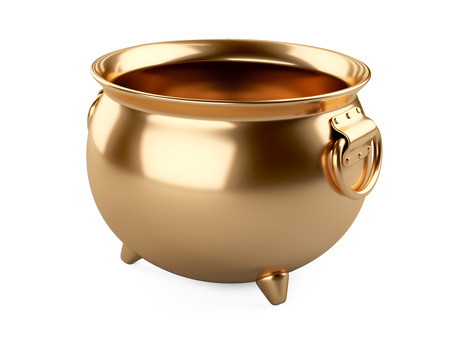 3d render Empty gold pot isolated on white background.の写真素材