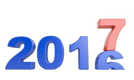 New Year 2016 - 2017, blue number seven top. 3d illustration isolated on a white background.の写真素材