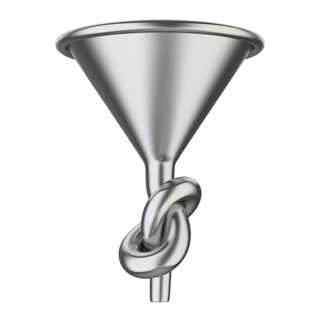 Metallick funnel knoted. 3D illustration isolated on a white background.の写真素材