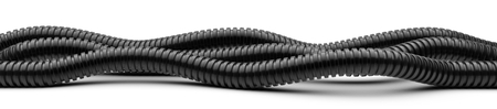 Black corrugated pipe for installation of electrical cable. Plastic curvilinear hoses set. 3d...