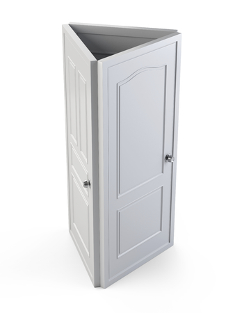 Three white doors that are next to each other. 3d illustration isolated on a background.の写真素材