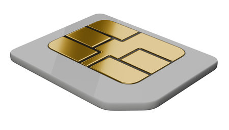 SIM card for mobile phone. Design template. 3D illustration isolated on white background.の写真素材