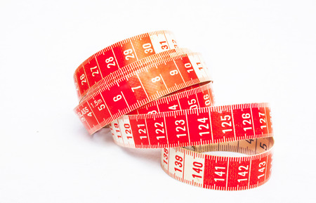 Single red and white tape measure