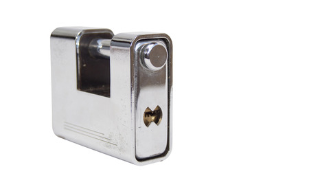 Isolated chrome heavy duty lock on white background