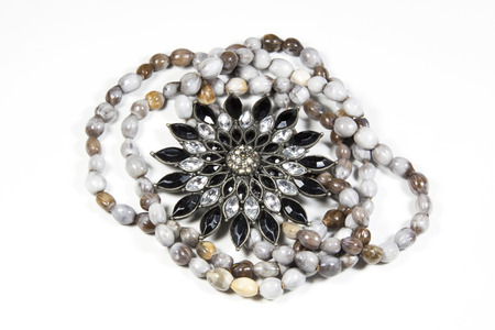 closeup of beaded traditional Zulu necklace and costume jewelryのeditorial素材