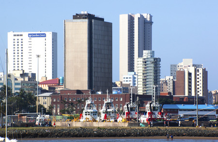 DURBAN, SOUTH AFRICA - APRIL 21, 2014: Harbor View of city skyline and Maritime Meuseum in Durban...