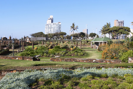 DURBAN, SOUTH AFRICA - MAY 24, 2014: Sunken gardens on Golden Mile Beachfront in Durban South Africaのeditorial素材