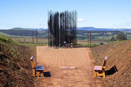 Howick, KwaZulu-Natal, South Africa - 30 December 2013: Metal sculpture of Nelson Mandela at the site where he was arrested in 1962 by the apartheid government.のeditorial素材