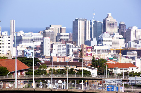 DURBAN, SOUTH AFRICA - DECEMBER 4, 2014: Viewing close-up of Central Business district in Durban, South Africaのeditorial素材