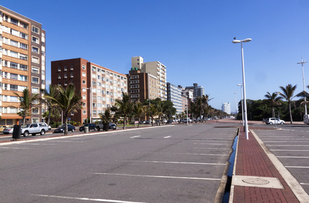 DURBAN, SOUTH AFRICA - DECEMBER 4, 2014: Empty parking area on Golden Mile Beachfront in Durban, South Africaのeditorial素材