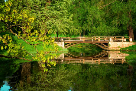 bridge over the riverの写真素材