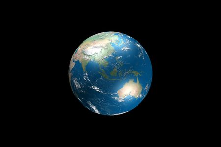 globe illustration made using real geographical data - view of asia and australiaの写真素材