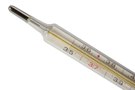 thermometer detail isolated on whiteの写真素材