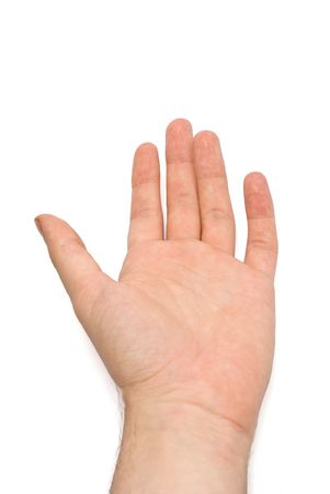 human hand isolated on whiteの写真素材