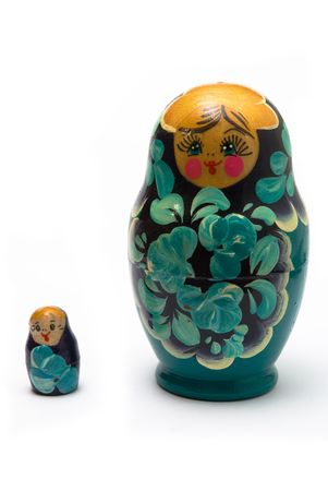 russian babushka nesting dolls (matreshka) line isolatedの写真素材