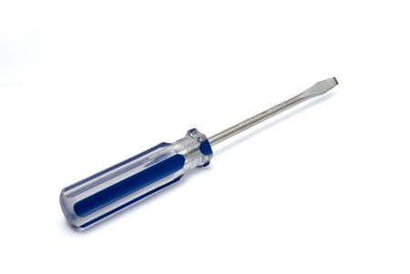 blue screwdriver isolated on whiteの写真素材