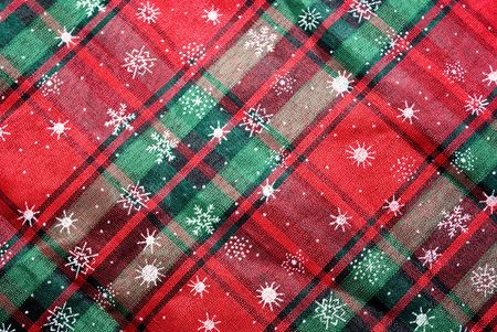 christmas red and green table cloth useful as a backgroundの写真素材