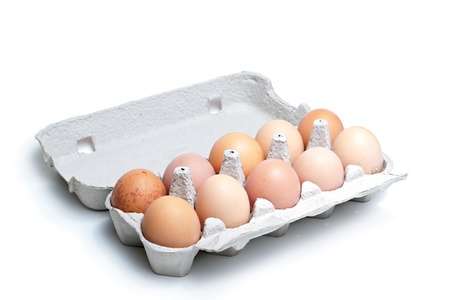 Twelve (dozen) brown eggs in a carton package