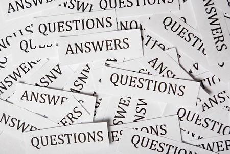 A lot of questions and answers on paper printoutの写真素材