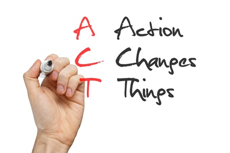 Action Changes Things written by hand on whiteboardの写真素材