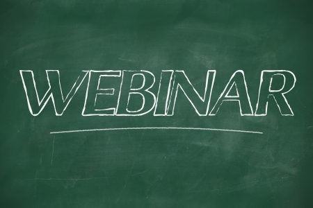 Webinar written on blackboard with chalkの写真素材