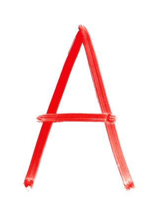 A - Red handwritten letter over white backgroundの写真素材