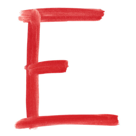 E - Red handwritten letter over white backgroundの写真素材