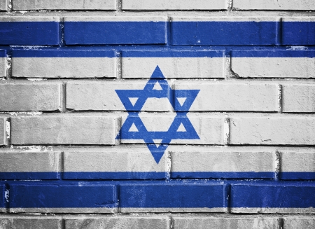 Israel flag on the brick wallの写真素材