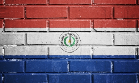 Paraguay flag on texture brick wallの写真素材
