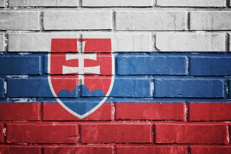 Slovakia flag on the brick wallの写真素材