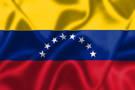 Venezuela flag blowing in the wind. Background texture.の写真素材