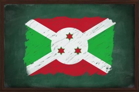 Burundi flag painted with color chalk on old blackboardの写真素材