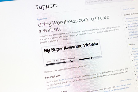 Tours, France - June 17, 2014: Wordpress website on a computer screen. WordPress is a free and open...