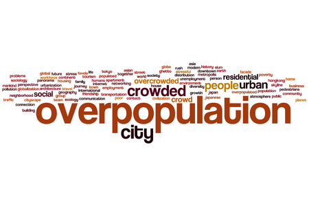 Overpopulation concept word cloud backgroundの写真素材