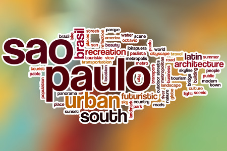 Sao Paulo word cloud concept with abstract backgroundの写真素材
