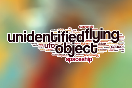 UFO word cloud concept with abstract backgroundの写真素材