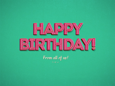 Happy birthday card from all of us in retro vintage styleの写真素材