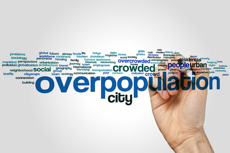 Overpopulation concept word cloud backgroundの写真素材
