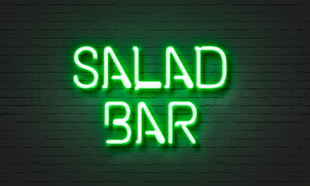 Salad bar neon sign on brick wall backgroundの写真素材
