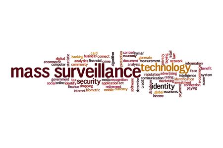 Mass surveillance cloud concept on white backgroundの写真素材