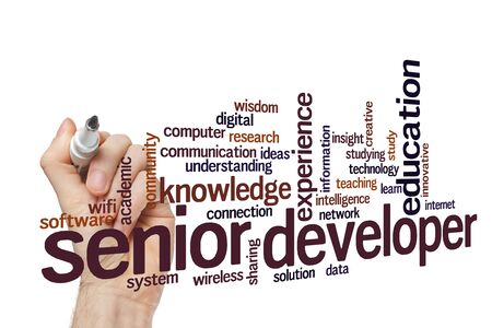 Senior developer word cloud concept on white backgroundの写真素材