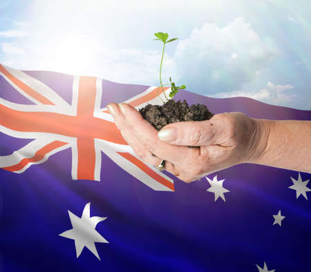 Australia growth and new beginning. Green renewable energy and ecology concept.の写真素材