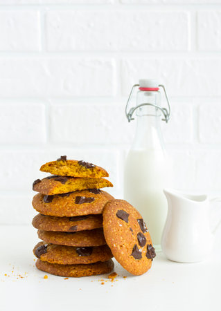 Pumpkin cookies with chocolate. Selective focus.
