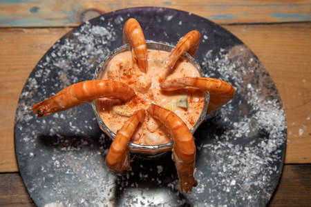A delicious glass of prawn cocktails, classic British Christmas day food starter